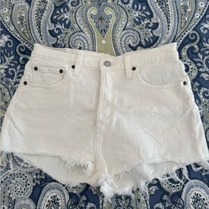 Women's White Denim Cutoff Shorts - Frayed Hem levi’s